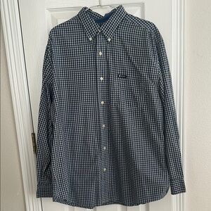 Chaps Men's Navy and White Plaid Shirt